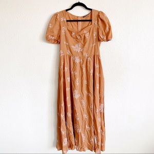 SHEIN Floral Print Ruched Front Flare Dress